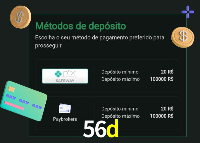 O cassino 56d oferece uma grande variedade de métodos de pagamento